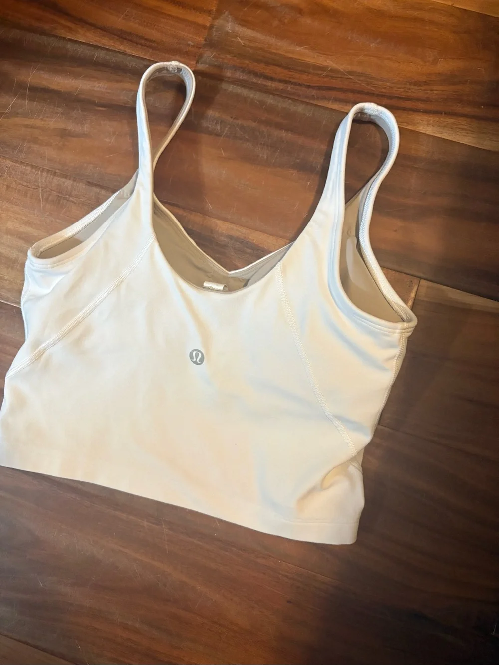 Lululemon Longline Sports Bra Crop Top Cream White Size 4 (1112)